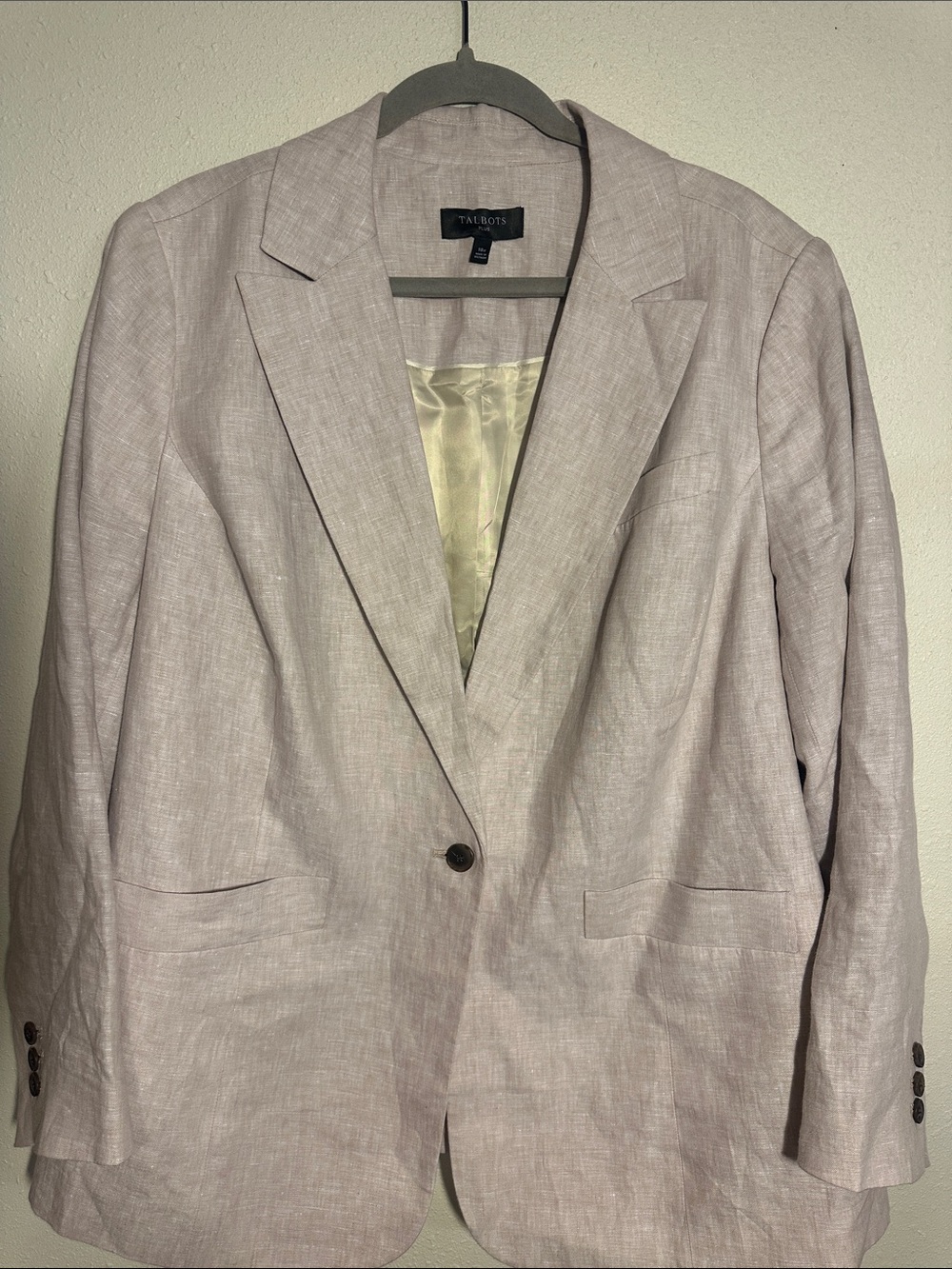 Talbots Light Taupe Linen-Blend Blazer